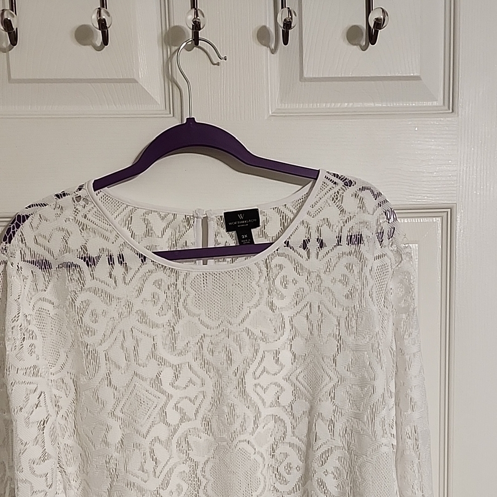 Worthington White Lace Blouse - Picture 7 of 7